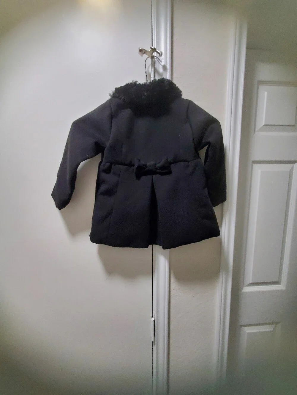 The Children's Place Black Pea Coat with Faux Fur Collar